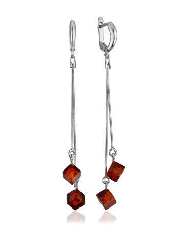 Classy Chain Earrings With Amber, image 