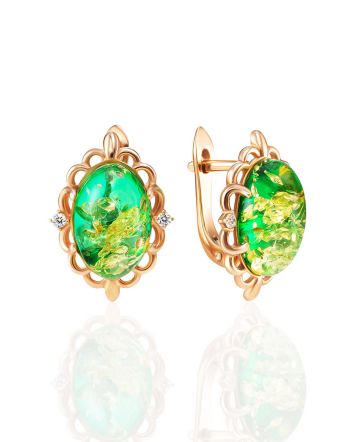 Bright Green Amber Earrings, image 