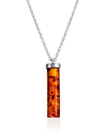 Chain Necklace With Amber Bar Pendant, image 