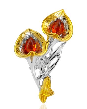 Amber Calla Lily Brooch, image 