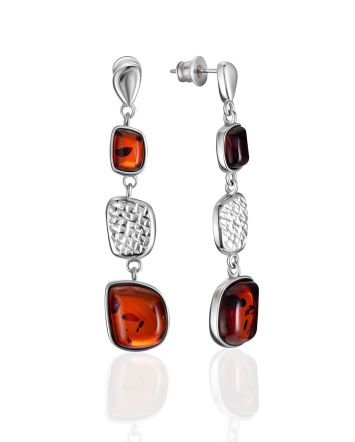 Fabulous Dangle Earrings With Cognac Amber, image 
