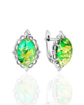 Refined Green Amber Earrings, image 
