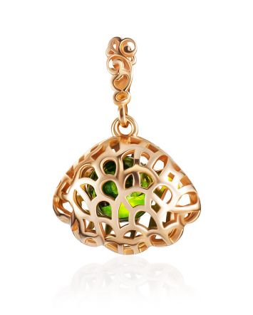 Flawless Openwork Design Pendant With Green Amber, image 