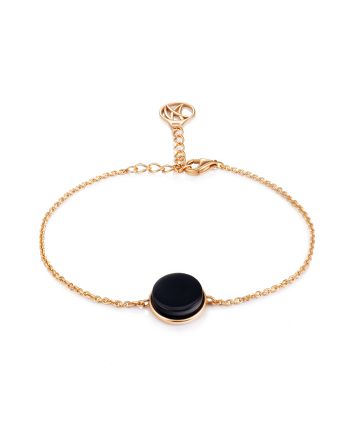 Lightweight Chain Bracelet With Black Amber, image 