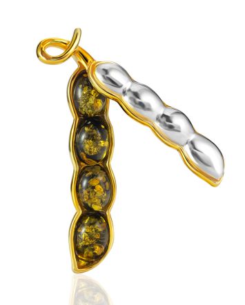 Designer Amber Pea Pod Brooch, image 