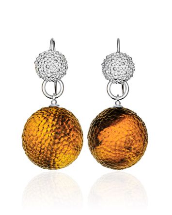 Stunning Textured Amber Earrings, image 