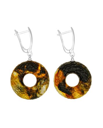 Geometric Earrings With Textured Amber, image 