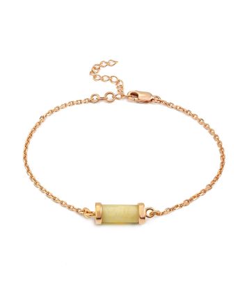 Trendy Gilded Chain Bracelet With Amber, image 