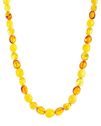 Boho Chic Style Amber Beaded Necklace, image 