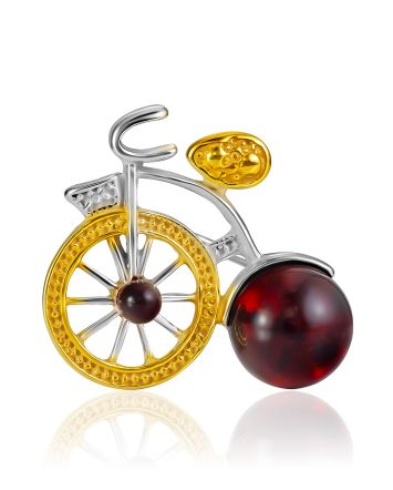 Bright Amber Bike Brooch With Gilding, image 