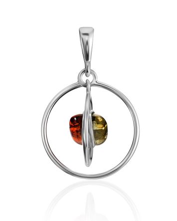 Bold Geometric Pendant With Mix Color Amber Centerstone, image 