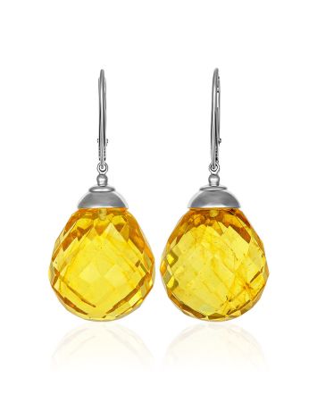 Lustrous Faceted Amber Earrings, image 