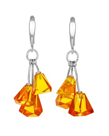 Chic Chandelier Motif Earrings With Amber, image 