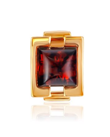 Classy Gilded Pendant With Natural Baltic Amber, image 