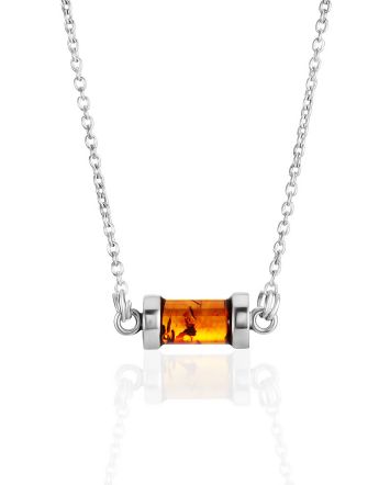 Stylish Chain Necklace With Amber Bar Detail, image 