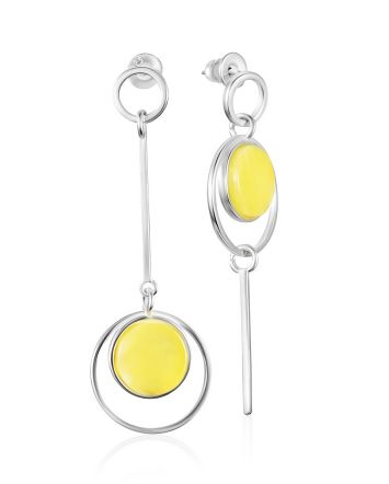Stylish Asymmetric Amber Earrings The Palazzo, image 