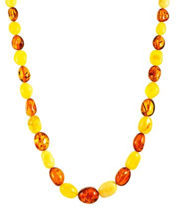 Two Tone Amber Beaded Necklace, image 