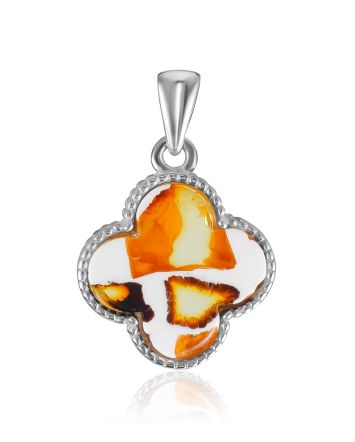 Clover Motif Mosaic Amber Pendant, image 