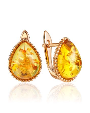 Lustrous Lemon Amber Earrings, image 