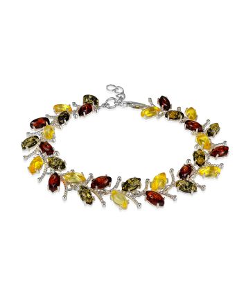 Floral Motif Amber Bracelet, image 