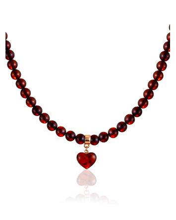Chic Amber Choker Necklace With Heart Pendant, image 