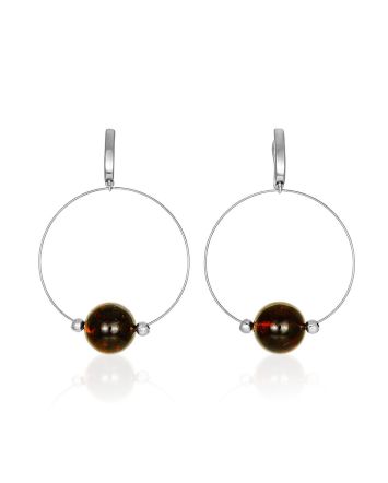 Bold Hoop Earrings With Amber, image 