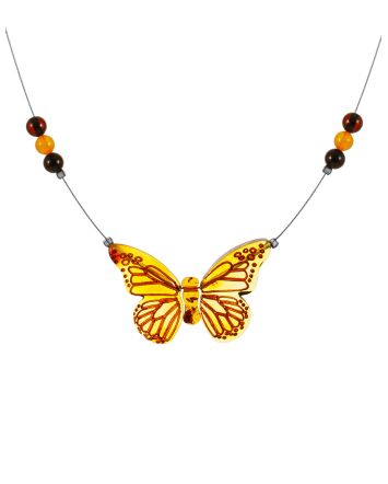 Lightweight Amber Necklace The Butterfly, image 