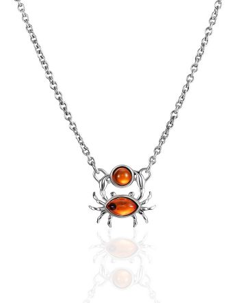 Chain Necklace With Amber Crab Pendant, image 