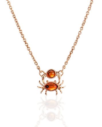 Cute Amber Crab Necklace, image 