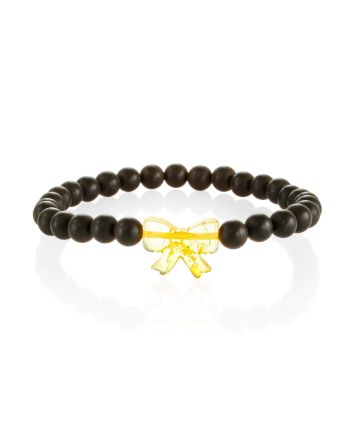 Beaded Amber Bracelet With Luminous Bow, image 