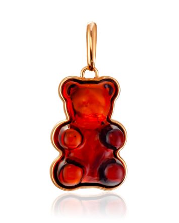 Cherry Amber Teddy Bear Pendant, image 