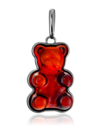 Tiny Amber Teddy Bear Pendant, image 