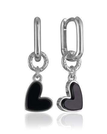 Cute Dark Amber Heart Earrings, image 