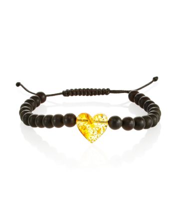 Cute Heart Motif Amber Shamballa Bracelet For Kids, image 