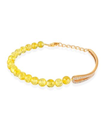 Refined Gilded Bracelet With Amber And Crystals, image 