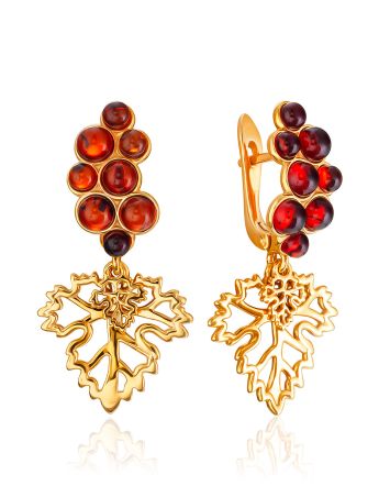 Grapevine Motif Amber Earrings, image 