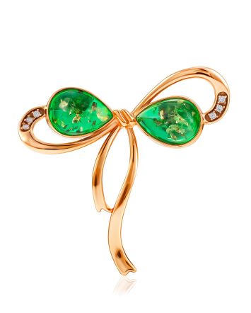 Classy Bow Motif Amber Brooch, image 