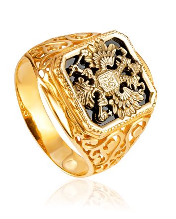Statement Signet Ring With Two-Headed Eagle, Ring Size: 11.5 / 21, image 