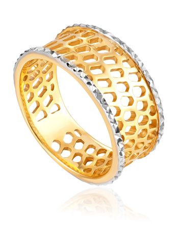 Cut Out Design Bicolor Band Ring, Ring Size: 6.5 / 17, image 