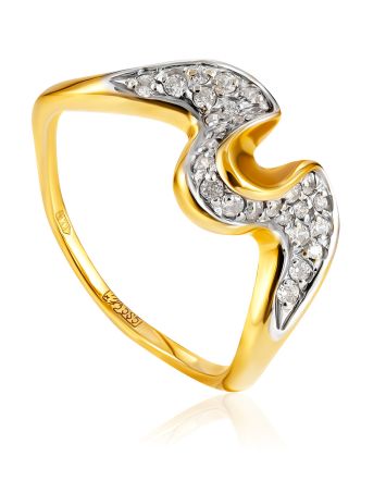 Wavy Ring With Crystals, Ring Size: 7 / 17.5, image 