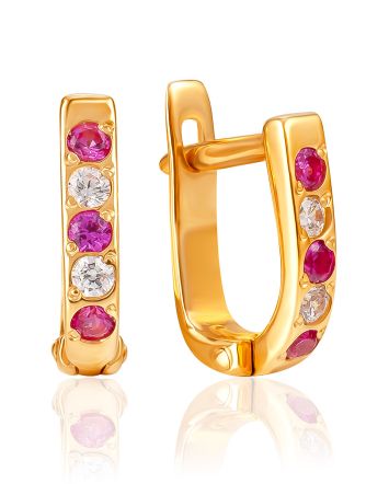 Chic Two Tone Crystal Earrings, image 