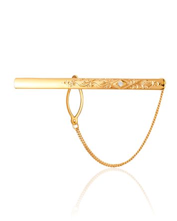 Ornate Tie Clip With Crystal, image 