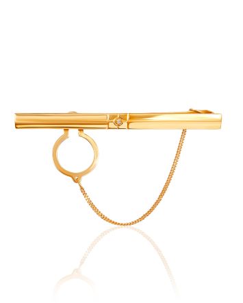 Glossy Tie Clip With Crystal, image 