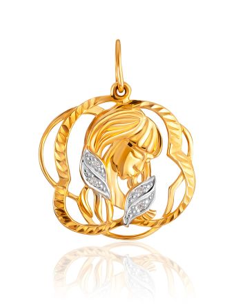 Sculptural Virgo Sign Pendant With Crystals, image 