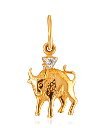 Taurus Sign Pendant With Crystal, image 
