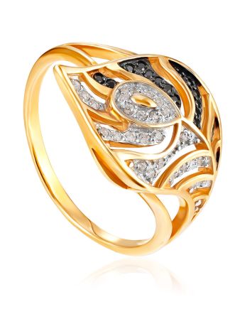 Two Tone Crystal Leaf Ring, Ring Size: 10 / 20, image 