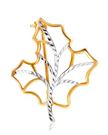 Bicolor Leaf Brooch, image 