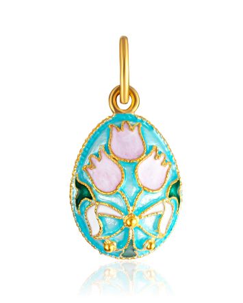 Designer Egg Pendant With Tulips The Romanov, image 