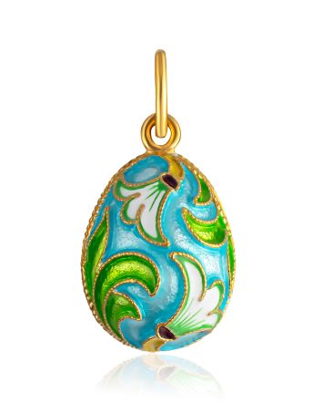 Chic Floral Motif Enameled Egg Pendant The Romanov, image 