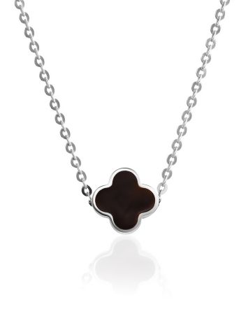 Chain Necklace With Amber Clover Pendant, image 